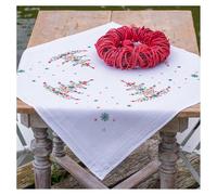 VERVACO Embroidery Cross Stitch Kit Pre-Printed Tablecloths Christmas Tree Table Linen Set DIY Creative Approx. 80 x 80 cm Kit Hobby Creative Adults Home Decor Cross Stitch Embroidery