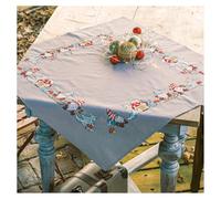 VERVACO Embroidery Cross Stitch Kit Pre-Printed Tablecloths Gnomes Table Linen Set DIY Creative Approx. 72 x 72 cm Kit Hobby Creative Adults Home Decor Cross Stitch Embroidery