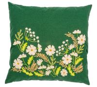 VERVACO Embroidery Kit Pre-Printed Cushion Embroidery Set Beginners White Floral Embroidery Set Cushion Cover with Zip Decorative Cushion Approx. 40 x 40 cm DIY Deco Craft Set Craftsman Home