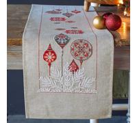 Vervaco Embroidery Kit Table Runner Counted Pattern Pack Cross Stitch Poinsettia Embroidery Runner for DIY Embroidery Kit Christmas Creative Set for Adults 29 x 102 cm Creative Gift