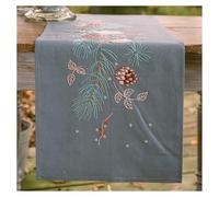 VERVACO Embroidery Kit Table Runner Embroidery Set Adults Pre-Printed Christmas Roses Embroidery Runner for DIY Embroidery Pre-Drawn Blanket Embroidery Kit Flat Stitch Approx. 35 x 95 cm Creative Gift