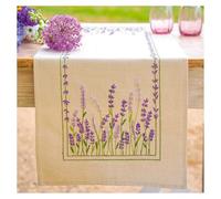 VERVACO Embroidery Kit Table Runner Embroidery Set Adults Pre-Printed Lavender Embroidery Runner for DIY Embroidery Pre-Drawn Blanket Embroidery Kit Flat Stitch Approx. 35 x 95 cm Creative Gift