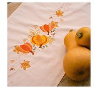 VERVACO Embroidery Kit Table Runner Embroidery Set Adults Pre-Printed Pumpkin Harvest Embroidery Runner for DIY Embroidery Pre-Drawn Blanket Embroidery Kit Flat Stitch 35 x 95 cm Creative Gift