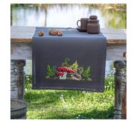 Vervaco Table Runner Cross Stitch Set Hedgehog with Ferns Embroidery Picture Printed