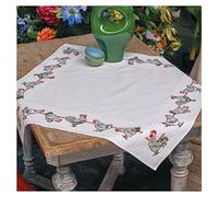 Vervaco Embroidery Kit Tablecloth Counted Pattern Pack Cross Stitch Chickens Embroidery Blankets for DIY Embroidery Craft Kit Craftsman Creative Set for Adults 80 x 80 cm Creative Gift