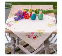 VERVACO Embroidery Kit Tablecloth Embroidery Set Adult Pre-Printed Wild Flowers Embroidery Blankets Pre-Drawn Blanket Embroidery Kit Satin Stitch 72 x 72 cm Fabric for Embroidery Creative Gift