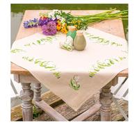 VERVACO Embroidery Kit Tablecloth Set Adult Pre-Printed Lily of the May Embroidery Blankets Pre-Drawn Blanket Embroidery Kit Satin Stitch 72 x 72 cm Fabric for Embroidery Creative Gift