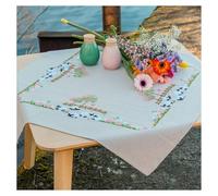 VERVACO Embroidery Kit Tablecloth Set Adult Pre-Printed Sheep in the Meadow Embroidery Blankets Pre-Drawn Blanket Embroidery Kit Flat Stitch 72 x 72 cm Fabric for Embroidery Creative Gift