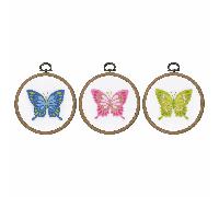 Vervaco Embroidery Kit with Hoops Butterflies Set of 3