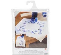 Vervaco Embroidery: Tablecloth: Blue Butterflies, 100% Cotton, Multi-Colour, 40 x 2 x 20 cm