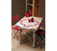 Vervaco Embroidery: Tablecloth: Red Leaf Design, 100% Cotton, Multi-Colour, 80 x 2 x 20 cm