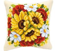 Vervaco Floral Posy Cross Stitch Cushion, Multi-Colour