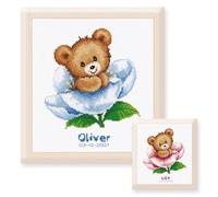 Vervaco"Flower Teddy Birth Record Counted Cross Stitch Kit, 100 Percent Cotton, Multi-Colour