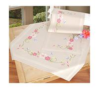 Vervaco "Flowers and Butterfly Tablecloth Embroidery, 100 Percent Cotton, Multi-Colour