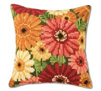 Vervaco Gerbera Cross Stitch Cushion, Multi-Colour, 1200998