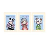 Vervaco Gorjuss Greetings Card Set of 3, Light Blue, Approx. 10.5 x 15 cm, Set of 3 Pieces