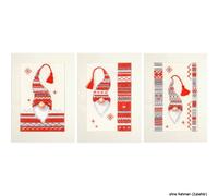 Vervaco Greeting card, counted stitch kit Christmas elf kit of 3, DIY