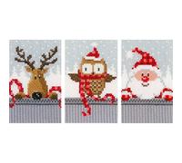 Vervaco Greeting Cards Christmas Buddies I Counted Cross Stitch Aida 14-count 4.2x6 in Set of 3