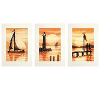 Vervaco Greeting Cards Sunset Aida Set of 3, Assorted, Pack of 3