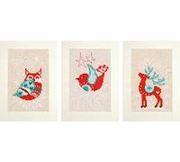 Vervaco Greeting Cards Winter Scenes aida Set of 3, Cotton Blend, Assorted, 43.5 x 23.5 x 30 cm