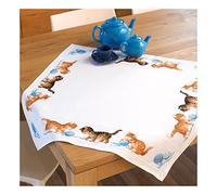 Vervaco Counted Cross Stitch Kit: Tablecloth: Happy Cats, 100% Cotton, Multi-Colour, 80 x 2 x 20 cm