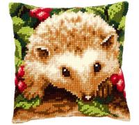 Vervaco Hedgehog with Berries Cross Stitch Cushion, Multi-Colour