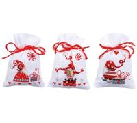 Vervaco Herbal Tertüt Set of 3 Gnome Counted Counted Cross Stitch Kit, Cotton, Multicoloured, 8 x 12 x 0.3 cm, 3 Units