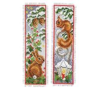 Vervaco Kit Bookmark Rabbit and Squirrel Set of 2, White, ca. 6 x 20 cm, Set of 2 Pieces