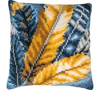 Vervaco Kit Coussin Au Point De Croix Plumes - Cushion Cover Without Backrest 40x40cm Feathers - Counted Cross Stitch Kits DIY Kit Christmas Gift Decoration for Crafts