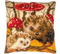 Vervaco Kit Coussin Au Point De Croix Plumes - Cushion Cover Without Backrest 40x40cm HERZOS - Counted Cross Stitch Kits DIY Kit Christmas Gift Decoration for Crafts