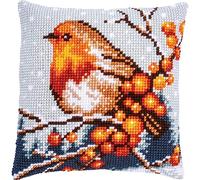 Vervaco Kit Cross Stitch Cushion in Red-Throin, Ecru Approx. 40 x 40 cm