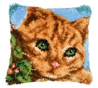 VERVACO Knot Package Carpet Needlework Package CAT in The Tree Smyrna Buttons Package 40 x 40 cm Crafts and Activities Easy Embroidery Hobby Material Home Decoration Creative Gift