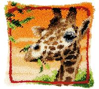 Vervaco Latch Hook Cushion Giraffe Eating Leaves