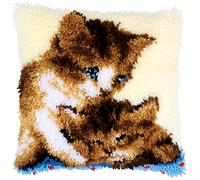 Vervaco Latch Hook Cushion Twin Cats Latch Hook, Cotton, multicoloured, 40 x 40 x 0.3 cm