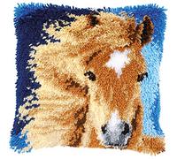 Vervaco Latch Hook Kit: Cushion: Brown Horse, Cotton, NA, 40 x 40cm