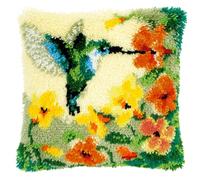 Vervaco Latch Hook Kit Cushion Hummingbird & Flowers