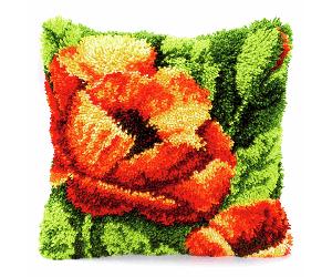 Vervaco Latch Hook Kit: Cushion: Poppies