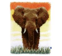 Vervaco Latch Hook Kit Rug Elephant in the Savannah 18 holes/10 cm Size: 53x39cm