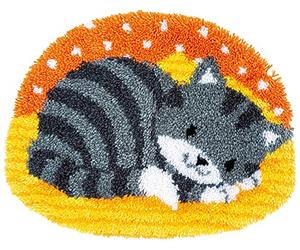 Vervaco Latch Hook Rug Set Outlined, Cotton Acrylic, Little Cat, 56x44cm