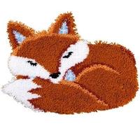 Vervaco Latch Hook Shaped Rug Sleeping Fox, Acrylic, Brown and White