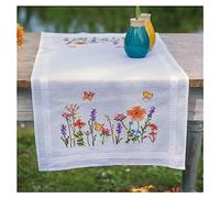 Vervaco Lavender and Field Flowers Table Runner Set, Multicoloured, ca. 40 x 100 cm