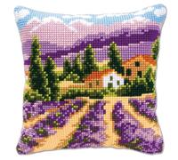 Vervaco Lavender Fields Cross Stitch Cushion, Multi-Colour
