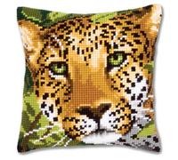 Vervaco Leopard Cross Stitch Cushion, Multi-Colour