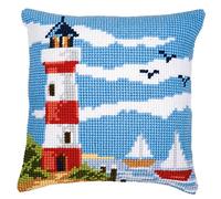 Vervaco Lighthouse Scene Cross Stitch Cushion, Multi-Colour, Small