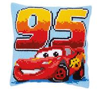 Vervaco Lightning McQueen Cross Stitch Cushion Kit, Multi-Colour