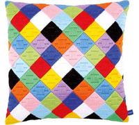 Vervaco Long Stitch: Cushion: Colourful Diamonds, COTTON, NA, 40 x 40cm