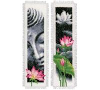 Vervaco Lotus and Buddha Bookmarks Counted Cross Stitch Kit, Multi-Colour, Set of 2