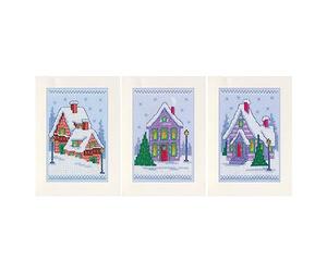 Vervaco Maisons d'hiver Carte de Voux Kit Pack of 3