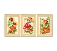 Vervaco Miniature Autumn Kit Set of 3, Ecru Approx. 8 x 12 cm, Set of 3