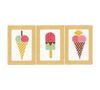 Vervaco Miniature Ice Cream Set of 3, White, Approx. 8 x 12 cm, Set of 3